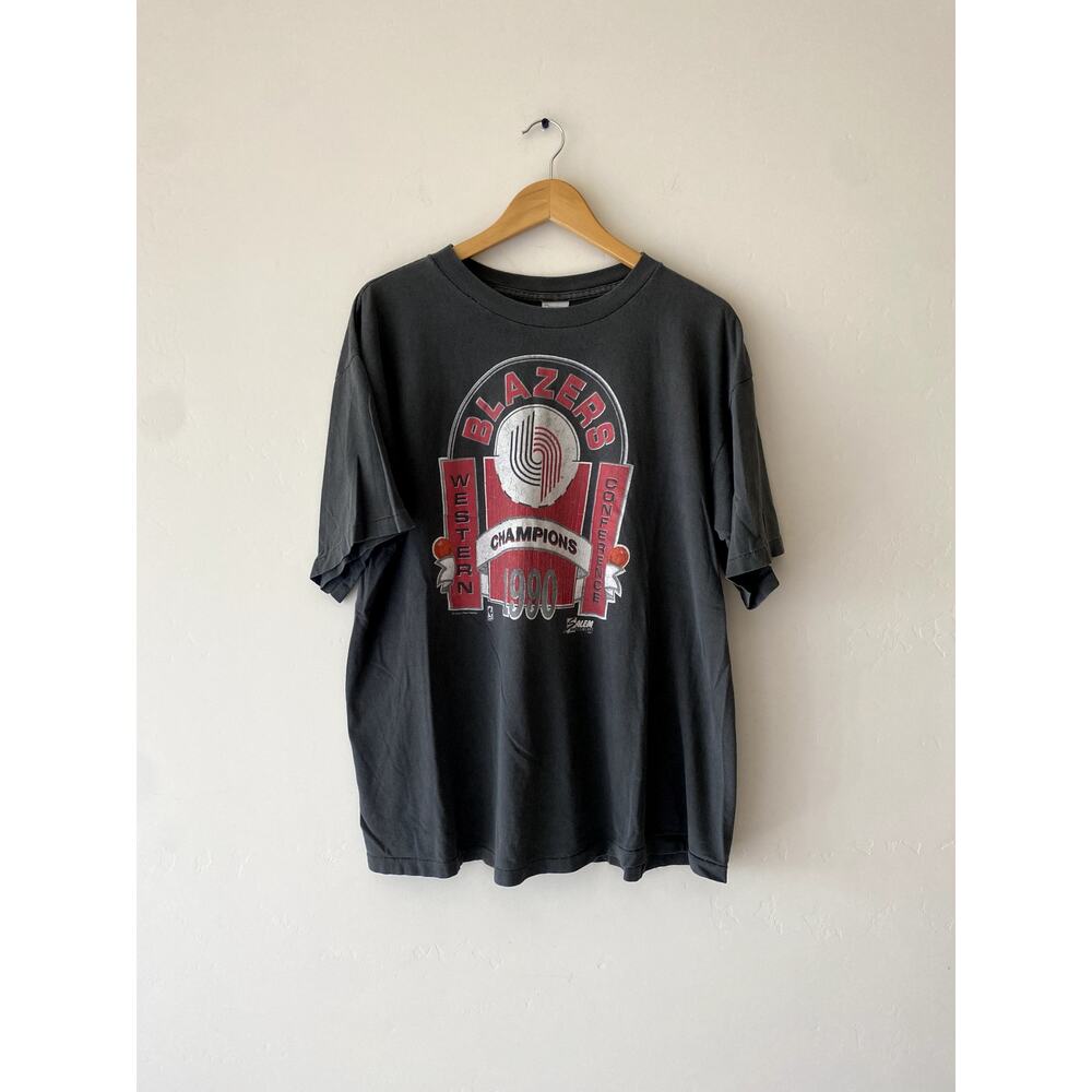 Vintage 1990 Salem Sportswear Portland Trailblazers Grey Tshirt Size 2XL